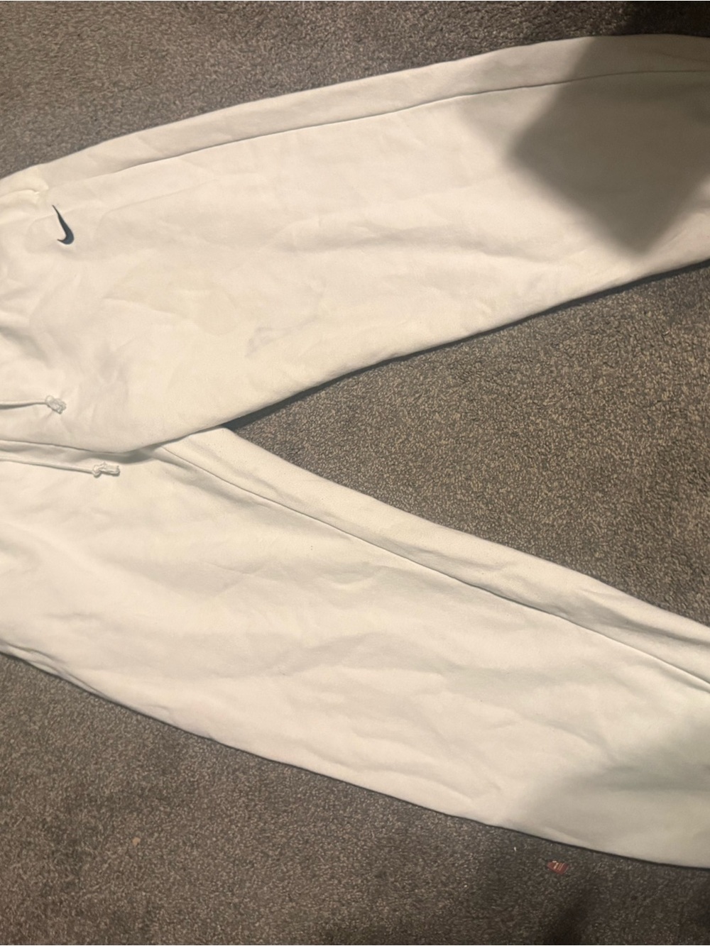 Nike Men’s White Fleece Joggers with Swoosh